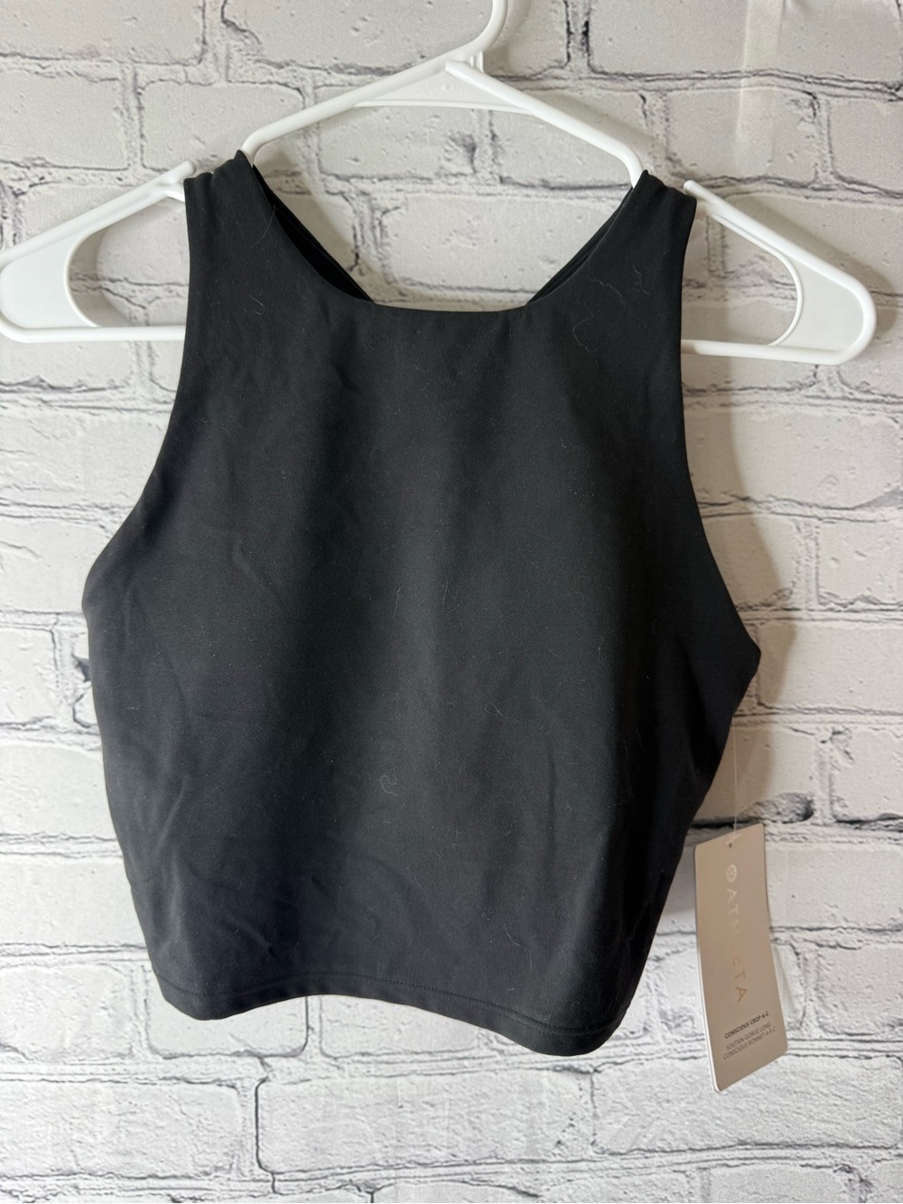 Athleta Black High-Neck conscious crop a-c